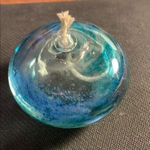 Hand blown art glass oil lamp